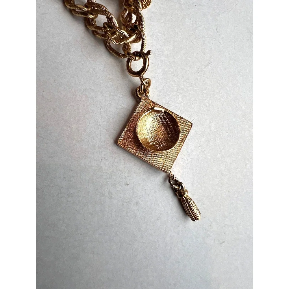 Monet Charm Bracelet Women OS Gold Excellent Vintage 1960s Plated Chunky Signed